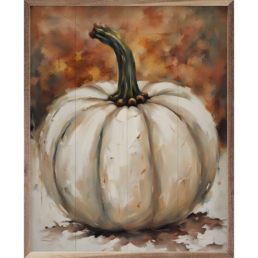 Single White Pumpkin Framed Picture (8 x 10)