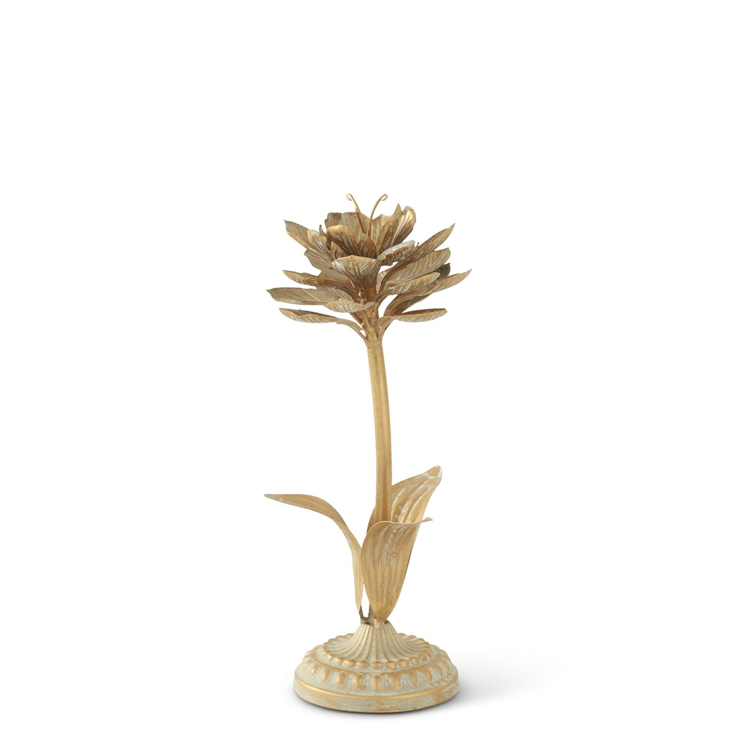 Gold Whitewashed Metal Flowers