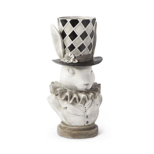 Gray & Black Bunny Bust w/ Top Hat Container