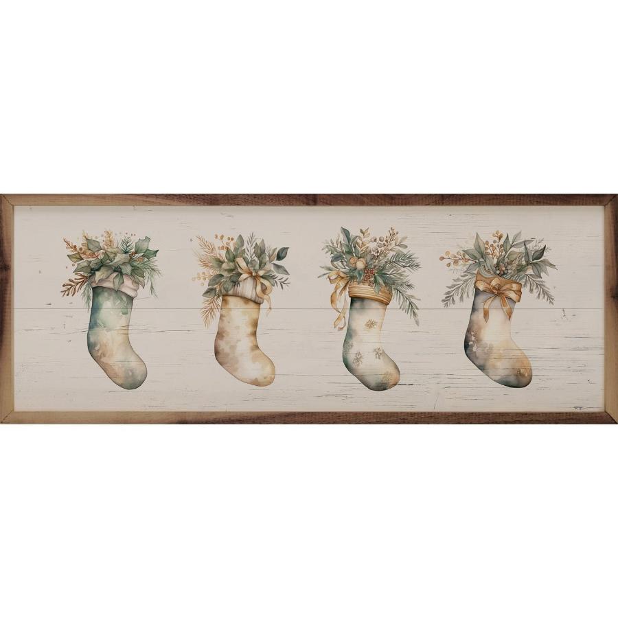 Four Neutral Filled Stockings Framed Picture (24 x 8)