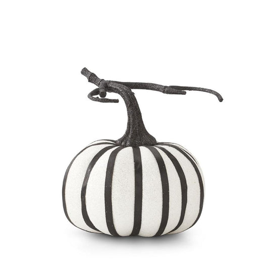 Black & White Glitter Striped Pumpkin
