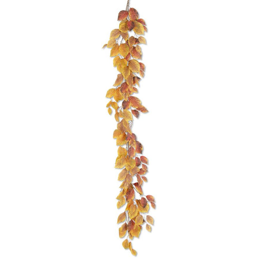 5' Golden Yellow & Rust Birch Leaf Garland