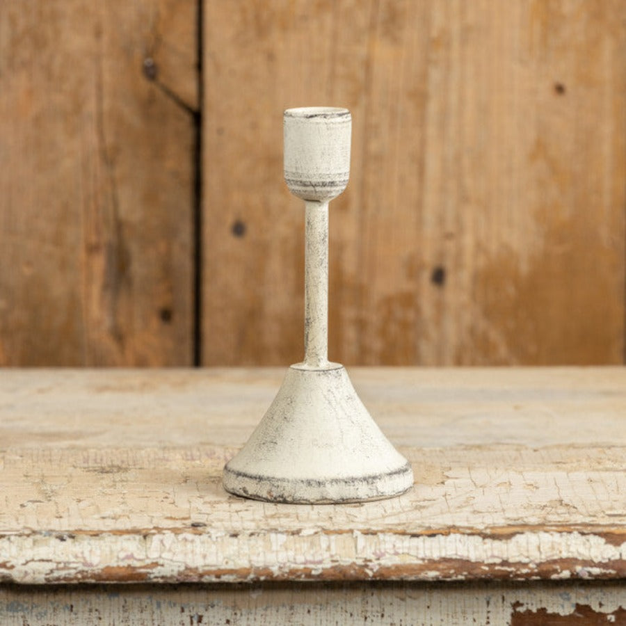 6.5" Minimalist White Taper Candle Holder