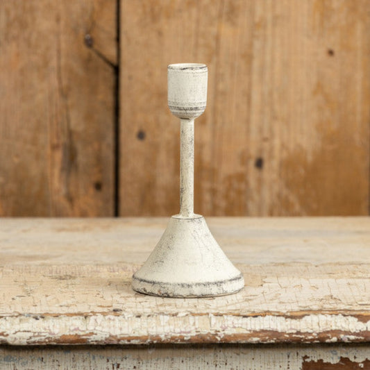 6.5" Minimalist White Taper Candle Holder