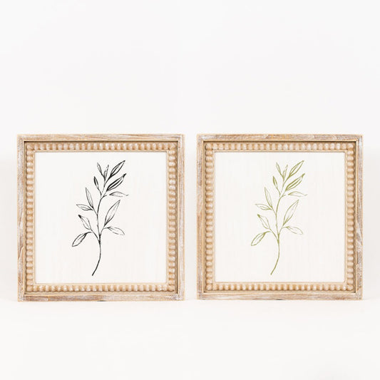 Black & Green Long Leaf Herbs Reversible Framed Picture