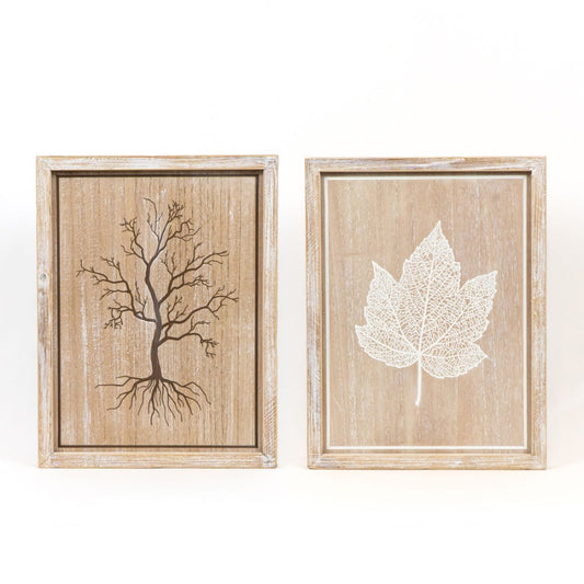 Tree & Leaf Reversible Framed Picture