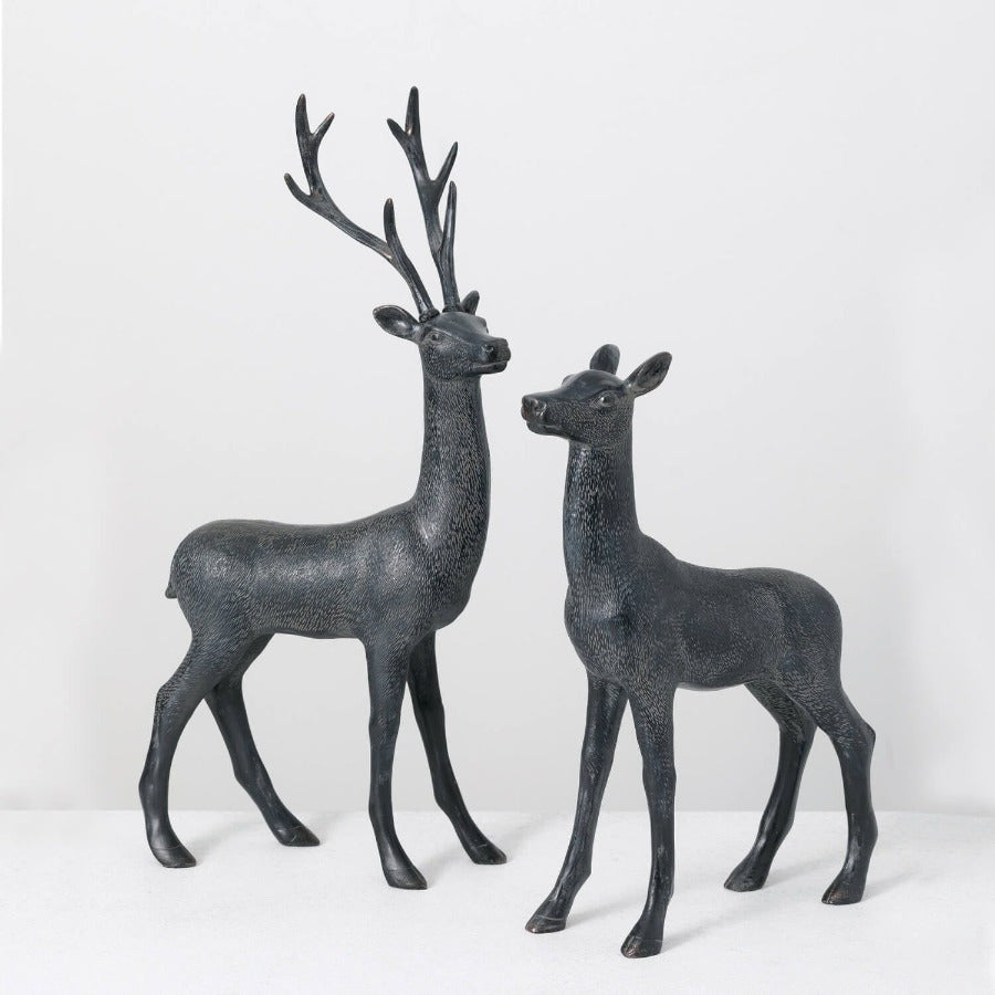 Black Deer Figurines (Set of 2)