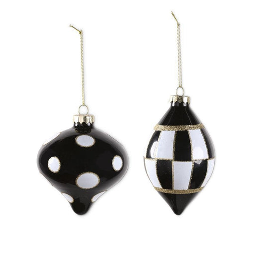 Black & White Glass Harlequin Ornaments