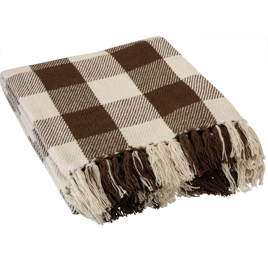 Brown Fall Plaid Throw Blanket