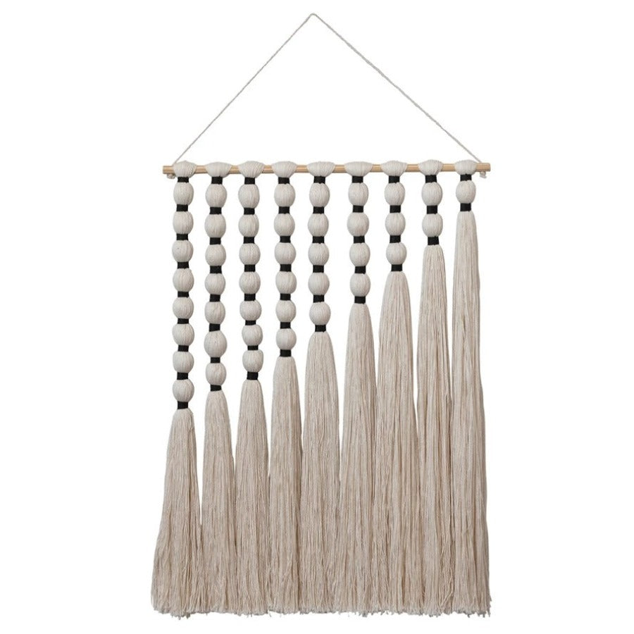 Cotton Tassel Wall Hanging w/ Wood Hanger