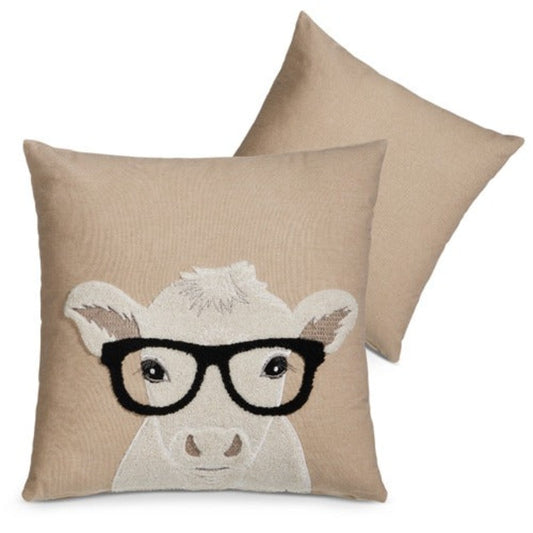 Cow with Glasses Pillow