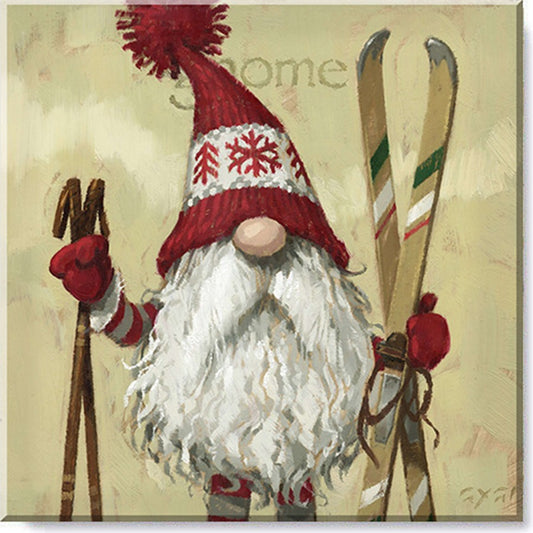 Skier Gnome Giclee Canvas Wall Art