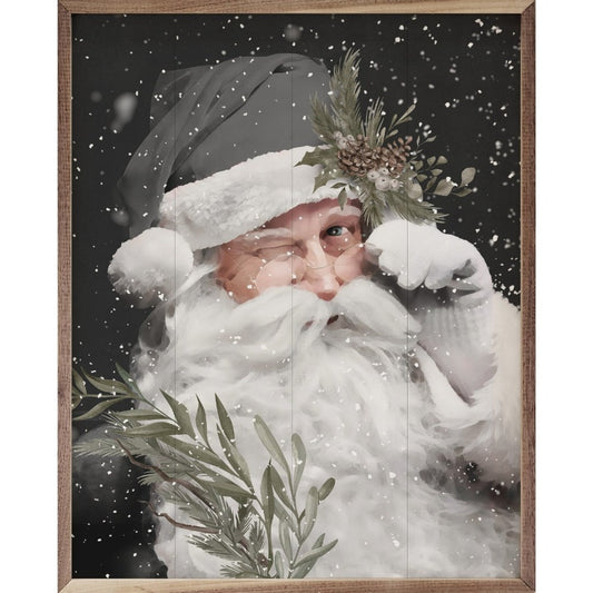 Grayscale Santa Claus Framed Picture