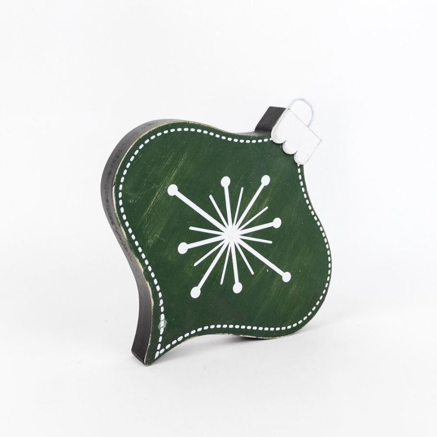 Green & Black Teardrop Wood Ornament