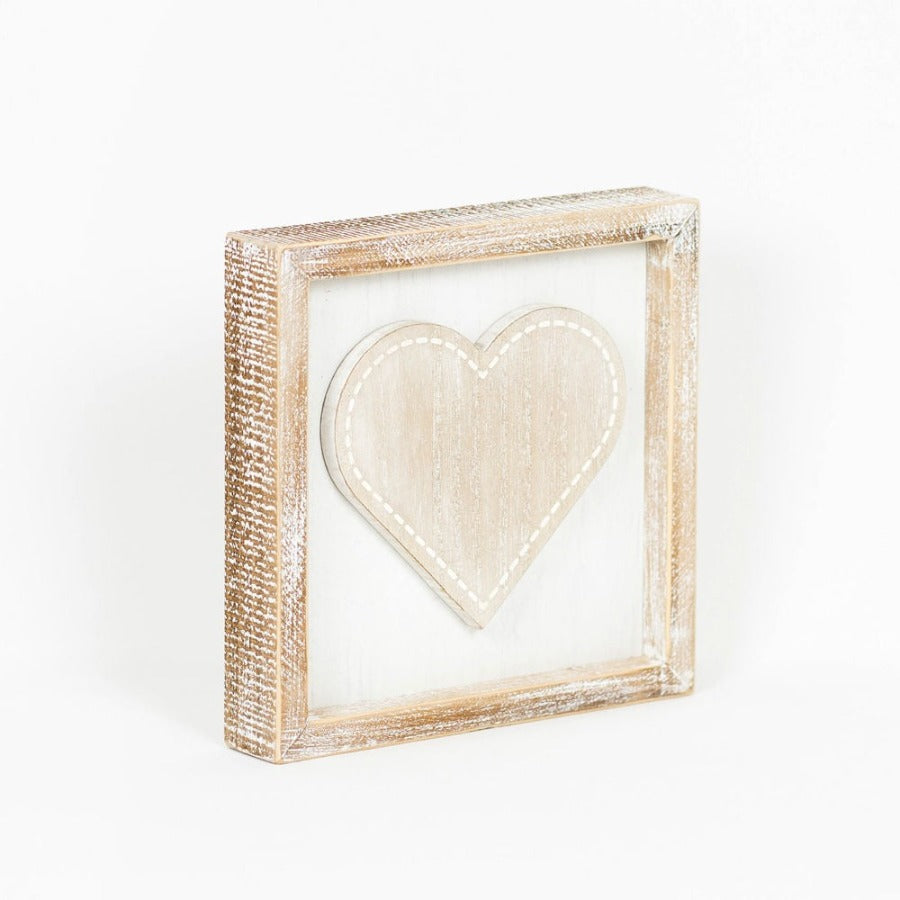 Heart/Flower Reversible Wood Framed Sign