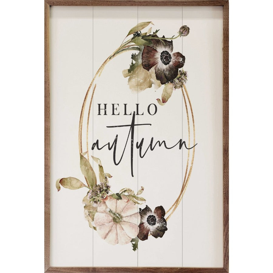 Hello Autumn Wreath Framed Picture
