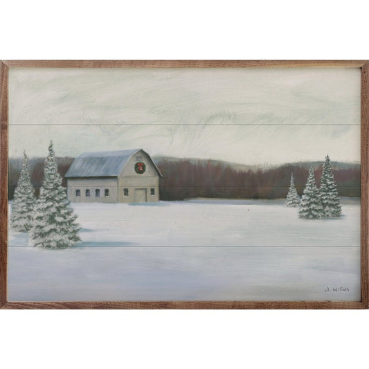 Holiday Winter Barn Framed Picture