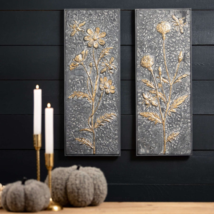 Metallic Floral Wall Panel