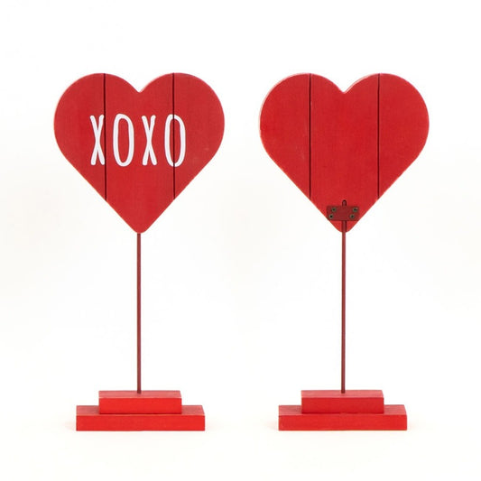 Wood Heart Cutout on Stand (Red)