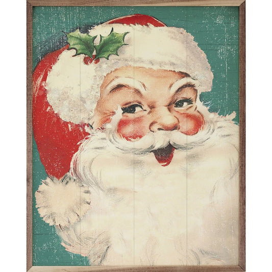 Rosy Cheeks Santa Framed Picture (Green)