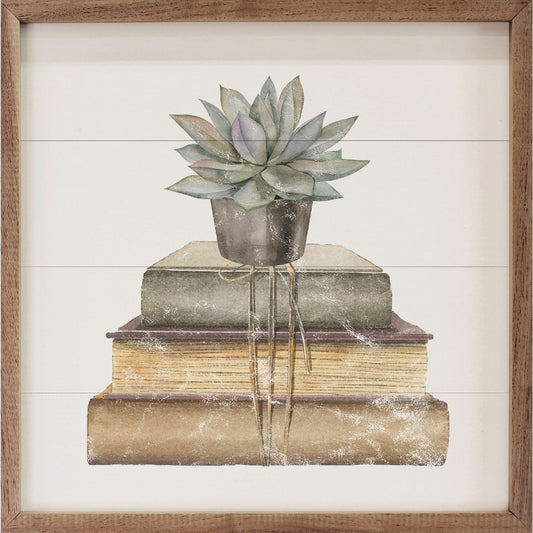 Succulent On Books Framed Picture