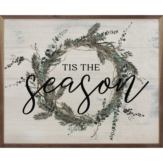 Tis The Season Green Wreath Framed Picture