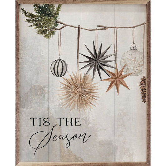 Tis The Season Neutral Ornaments Framed Picture