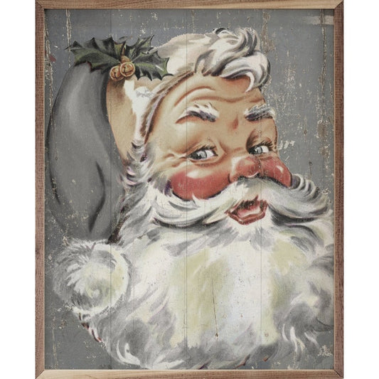 Watchful Eye Santa Framed Picture (Grey)