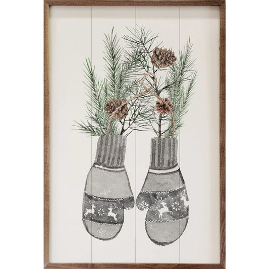 Watercolor Pine in Mittens Framed Picture