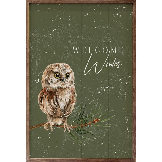 Welcome Winter Owl Framed Picture