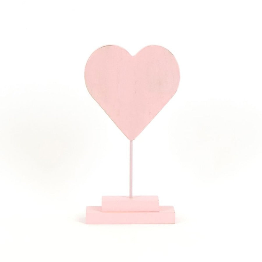 Wood Heart Cutout on Stand (Pink)