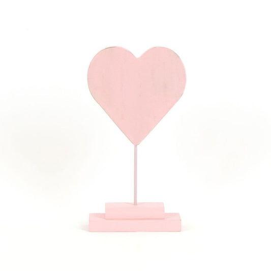 Wood Heart Cutout on Stand (Pink)