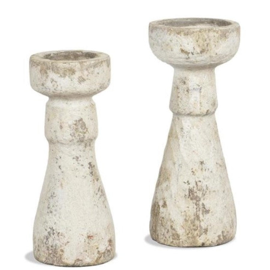 Weathered White Candle Holders