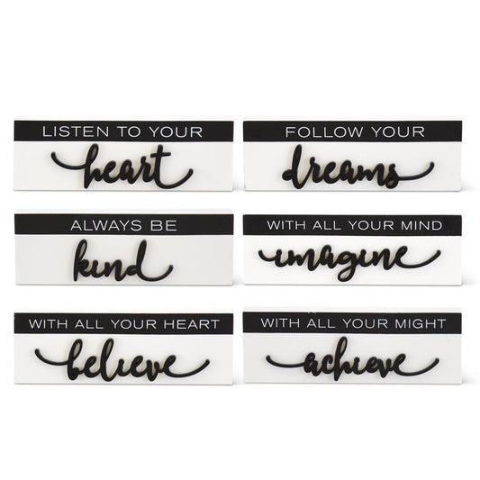 Black & White Wooden Inspirational Tabletop Signs