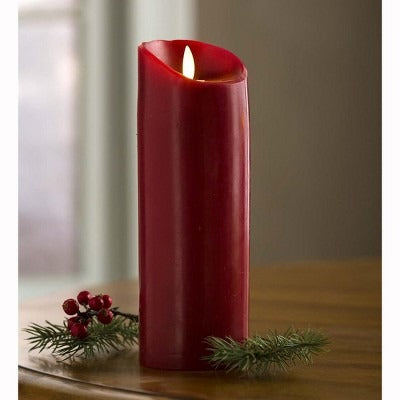 Push Flame Red Pillar Candle | 6"