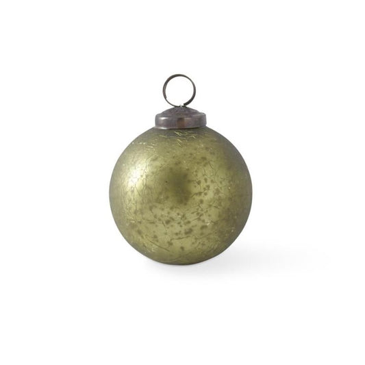 Crackled Olive Green Glass Ornament