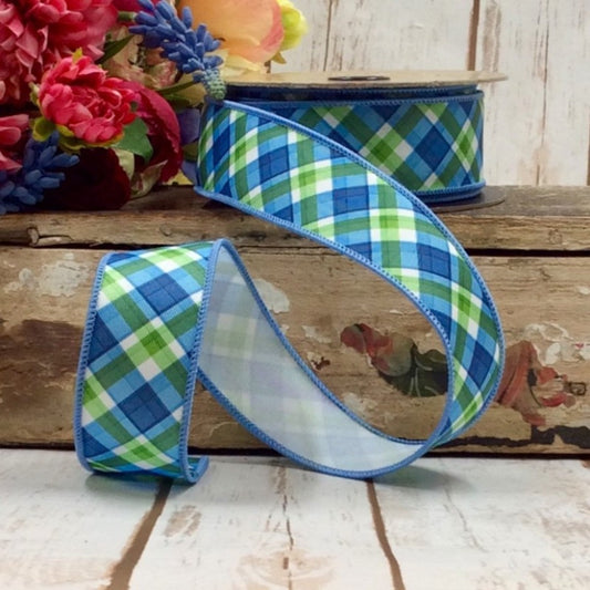 Poplin Spring Plaid Wired Ribbon