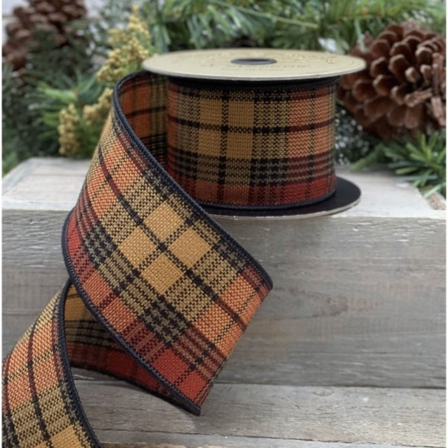 Hopsack Plaid Wired Ribbon