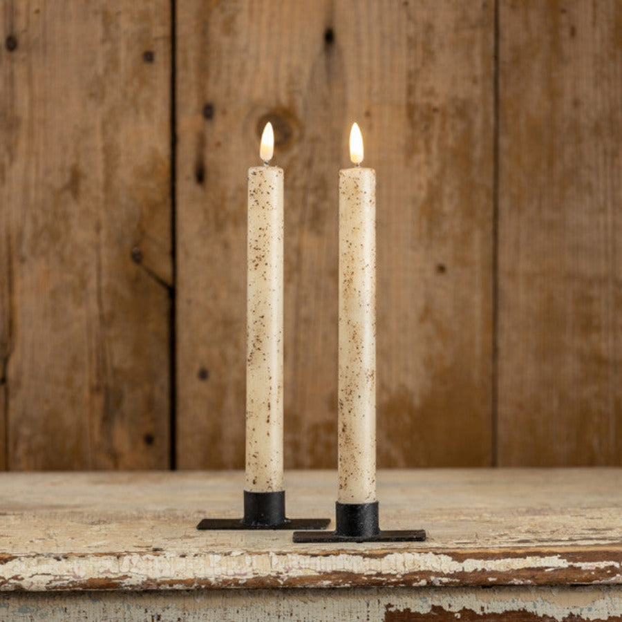 Ivory Flame Taper Candles- Set of 2