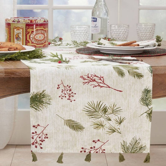 Pine Needle + Red Berry Table Runner