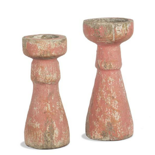 Weathered Pink Candle Holders
