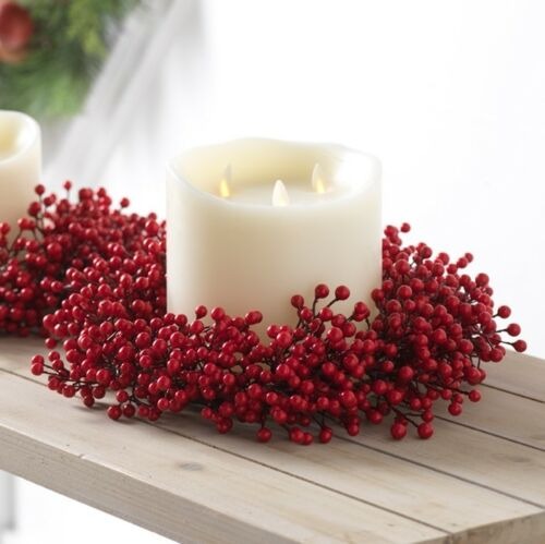 Red Berry Mini Wreath Candle Ring