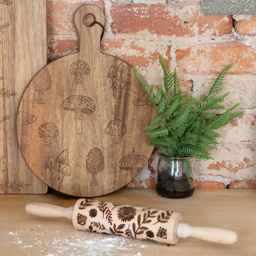 Large Floral Embossing Rolling Pin