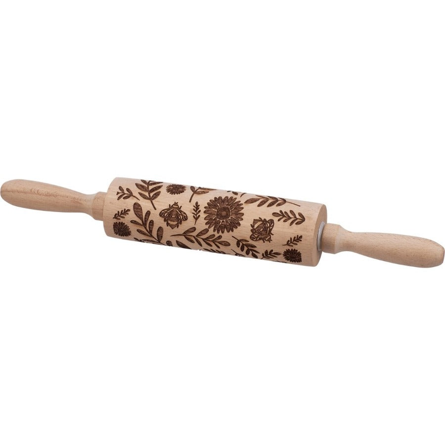 Large Floral Embossing Rolling Pin