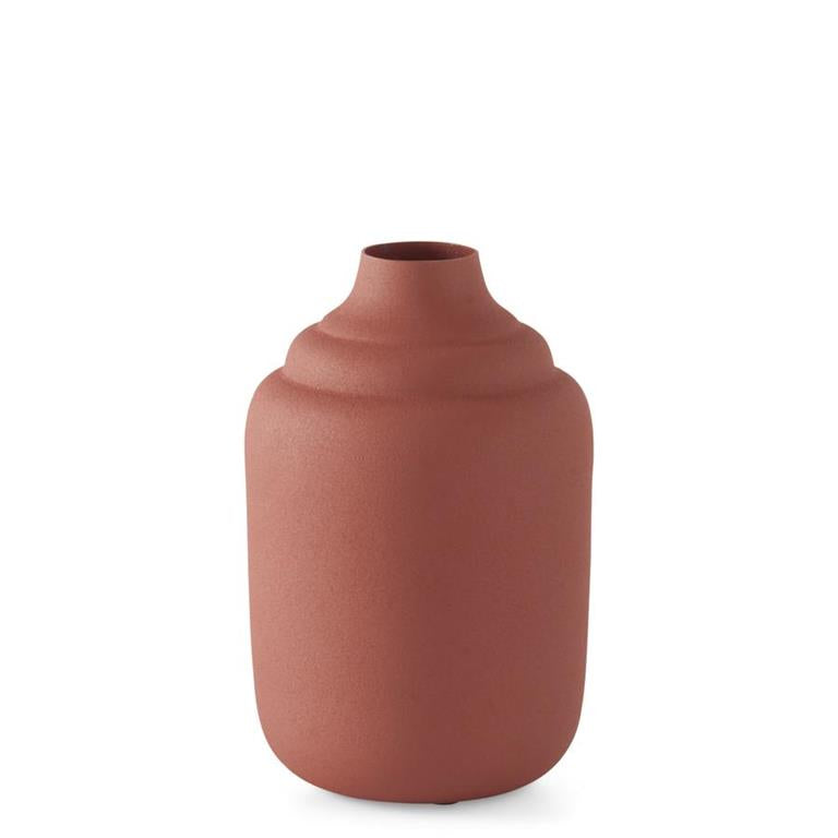 Orange Rust Matte Metal Textured Funnel Top Vases