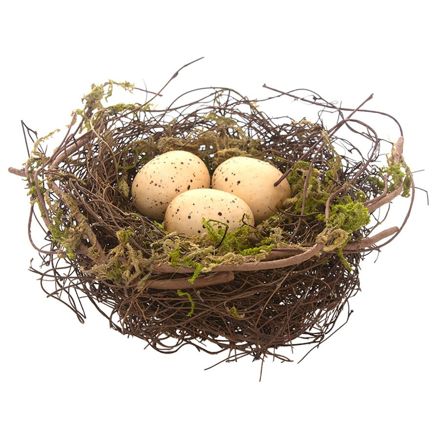 Twiggy Bird Nest with 3 Eggs