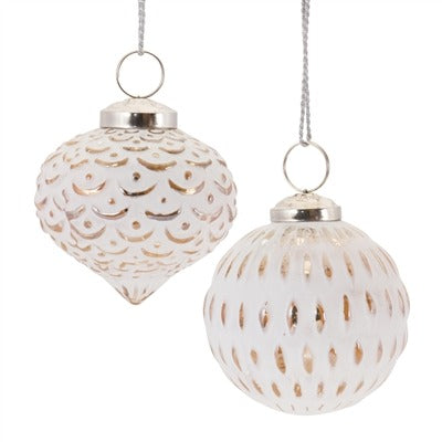 White & Gold Glass Ornaments