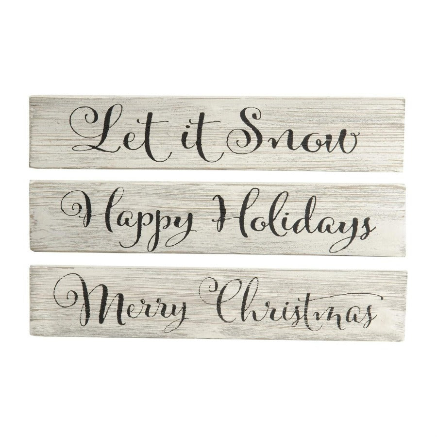 Holiday Assorted Whitewashed Barn Board Signs