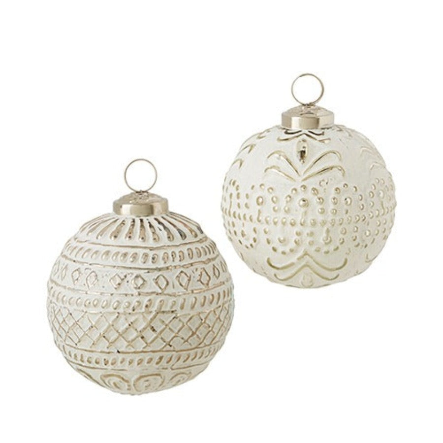 Whitewashed Mercury Glass Ball Ornaments