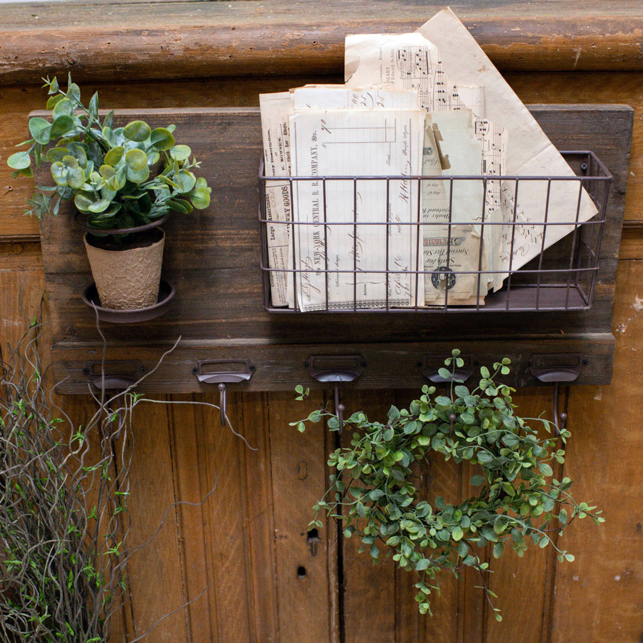 Wood & Metal Wall Rack